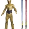 Star Wars Costume Deluxe Child - C-3PO - WITH X2 FREE LIGHTSABERS
