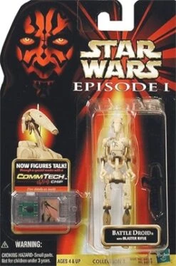 Star Wars Action Figure - Battle Droid With Blaster Rifle - Blaster Hit - Episode 1 - With CommTech Chip