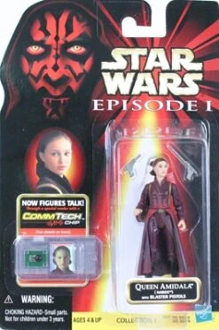Star Wars Action Figure - Queen Amidala (Naboo) With Blaster Pistols - CommTech Chip
