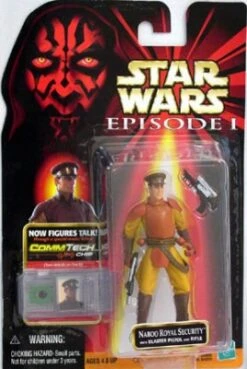 Star Wars Action Figure - Naboo Royal Security With Blaster Pistol And Rifle - CommTech Chip