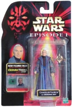 Star Wars Action Figure - Chancellor Valorum With Ceremonial Staff - CommTech Chip
