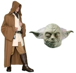 Star Wars Costume Adult - Light Brown Robe And Yoda Mask
