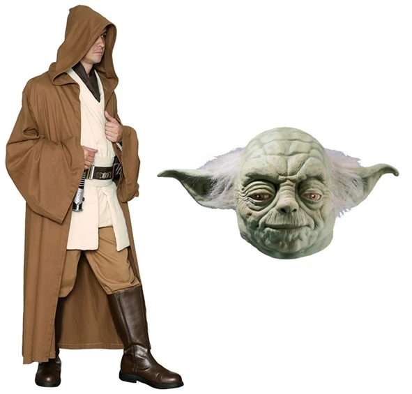 Star Wars Costume Adult - Light Brown Robe And Yoda Mask 1 Star Wars Costume Adult - Light Brown Robe And Yoda Mask