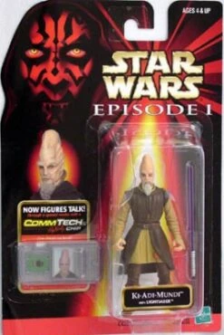 Star Wars Action Figure - Ki-Adi-Mundi With Lightsaber - Episode 1 - With CommTech Chip