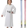 Star Wars Costume Child Basic Princess Leia - WITH X2 FREE LIGHTSABERS